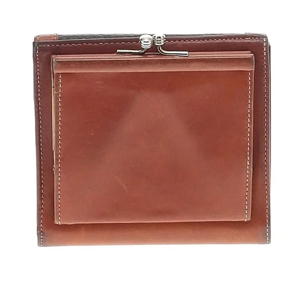 VTG DOONEY BOURKE AWL NAVY/ BRIT TAN FRENCH WALLET KISS LOCK COIN POCKET CARD - Picture 2 of 11